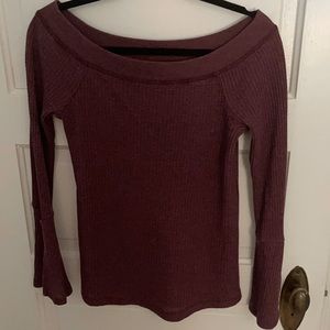 NWOT purple off shoulder thermal shirt